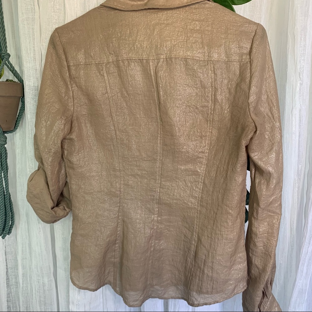 Calvin Klein Ribbed Button down in Gold - Picture 4 of 6
